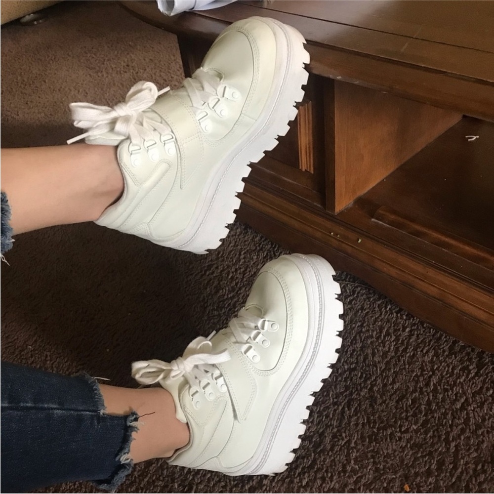 Jeffrey Campbell white top peak sneakers
